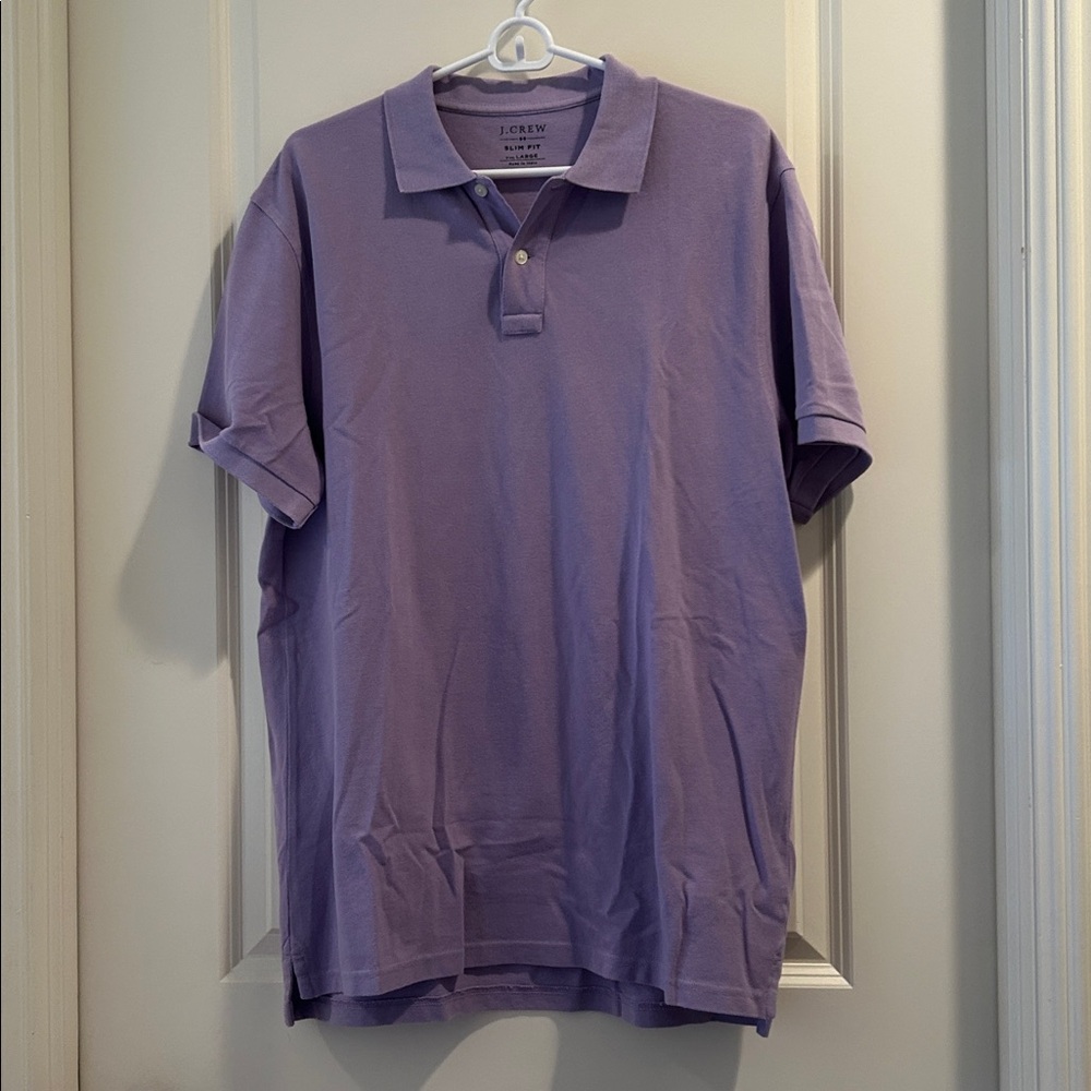 J. Crew 1/4 button Polo Short Sleeve Slim Fit Shirt cotton men’s size L lavender